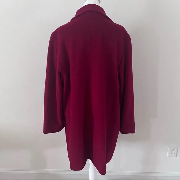 1 Madison Burgundy Wool/Cashmere Blend Double Breasted Collared Coat |Size 14| - Picture 4 of 10